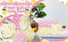 Pink Lemon Party Supplies,40Pcs Lemon Party Napkins Summer Fruit Party