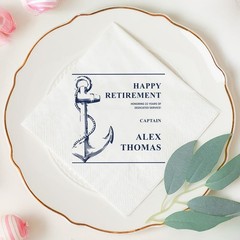 Custom Retirement Napkins Personalized Anchor Captain Party SATTNA0703
