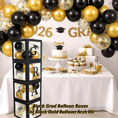 Grad Balloon Boxes for Balloon Arch Kit Black Gold Graduation Decorations 2026 P
