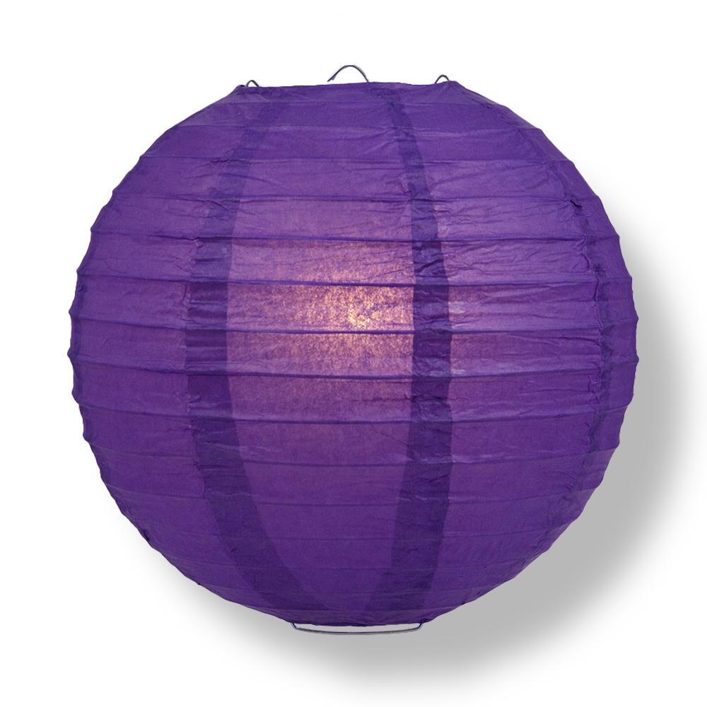 Quasimoon 8″ Royal Purple Round Paper Lantern, Even Ribbing, Hanging Decorati…
