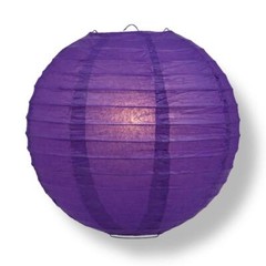 Quasimoon 8″ Royal Purple Round Paper Lantern, Even Ribbing, Hanging Decorati…
