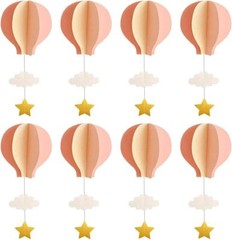 Hot Air Balloon Garland Decorations – 8 Pack Large Size Pastel Cloud Pink