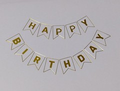 Happy Birthday Party Decor Banner Garland Swirl Streamers Stars Purple Silver