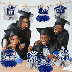 12pcs Graduation Table Decorations,Silver and Navy Blue Graduation Decoration…