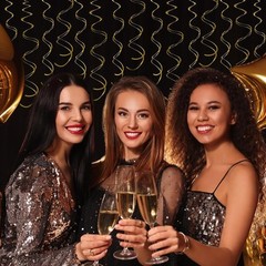 Gold Hanging Swirl Decorations 30 Pcs, Party -Twin