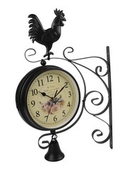 Double Sided Wall Clock with Silent Movement for Home Living Room Black