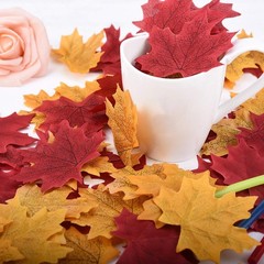 Whaline 300Pcs Fall Artificial Maple Leaves 2.95-3.35 inches, Multicolored