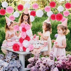 14.7 Inch Wooden Number 1, 21 Pcs Tissue Paper Flowers, Decoration for DIY Craft