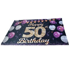 Big Happy 50th Birthday Banner – Purple & Gold 5ft 10inches Wide, 3ft 10” long