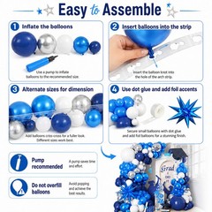 Graduation Balloon Arch Kit 2026 Blue and White Balloon Garland Royal Blue Wh…