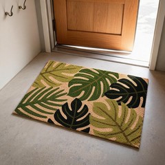 Coconut Coir Mat with Tropical Aesthetic Non Slip for Indoor Outdoor Use