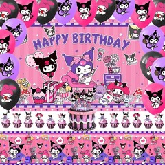 Kuromi & My Melody Birthday Party Decorate Supplies Balloon Banner Cake Toppers