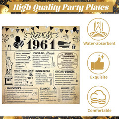 65Th Birthday Decorations for Men Women, Vintage 96PCS Back in 1961 65Th Party P