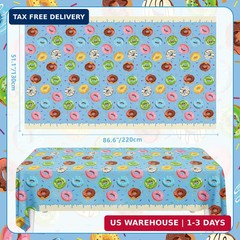 4 Pack Donut Party Tablecloth Sprinkle Donut Theme Party Decorations Blue Ice Cr