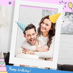 32 x 24 Inch Large Photo Booth Frame White Blank Photobooth Props Happy Birthday