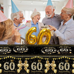 41Pcs 60Th Birthday Decorations for Men Women, Black Gold 60 Year Old Birthday P