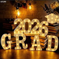 , White Light Up 2026 Grad Sign – 8.5 Inch 2026 Light Up Sign Graduation