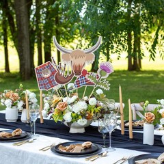 15 Set Scotland Theme Party Centerpiece Sticks British UK Table Toppers Decor
