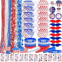 Palonu 146Pcs Patriotic Accessories Including Glasses Necklaces Silicone
