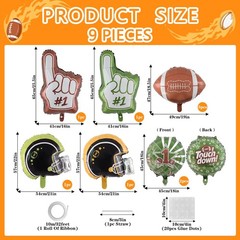 9 Pcs Football Balloons Game Day Touchdown Balloons Foil Mylar Football Party…