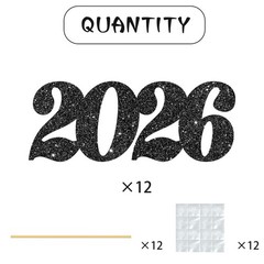 Black Glitter 2026 Number Centerpiece Sticks Class Of 2026 Table Toppers 12 PCS