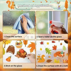6 Sheets 75pc & 4 Sheets 63pc Fall Window Clinger Stickers Leaves Animal Harvest