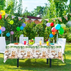 LXlucktim Woodland Plastic Tablecloth for Birthday Baby Shower Decorations – 3 P