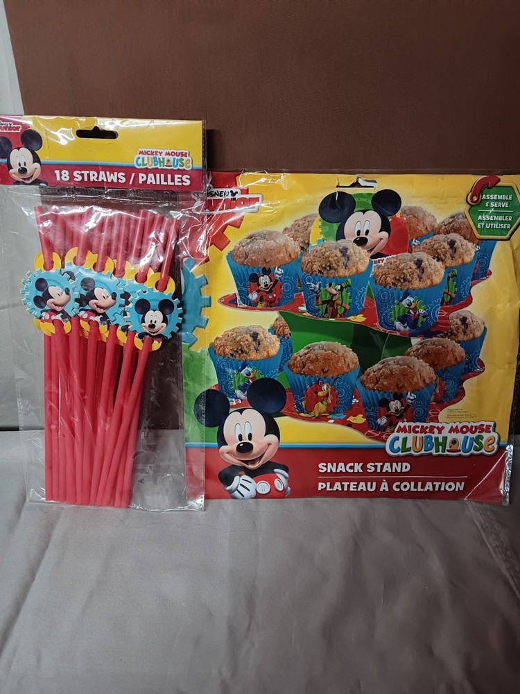 Disney Junior Mickey Mouse Clubhouse Party Supplies – Snack Stand And Straws NEW