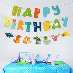 BIEUFBJI Dinosaur Banner Dinosaur Theme Party Decoration, Indoor/Outdoor Han…