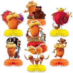 Lorax Honeycomb Centerpieces 3D Table Decorations Party Supplies