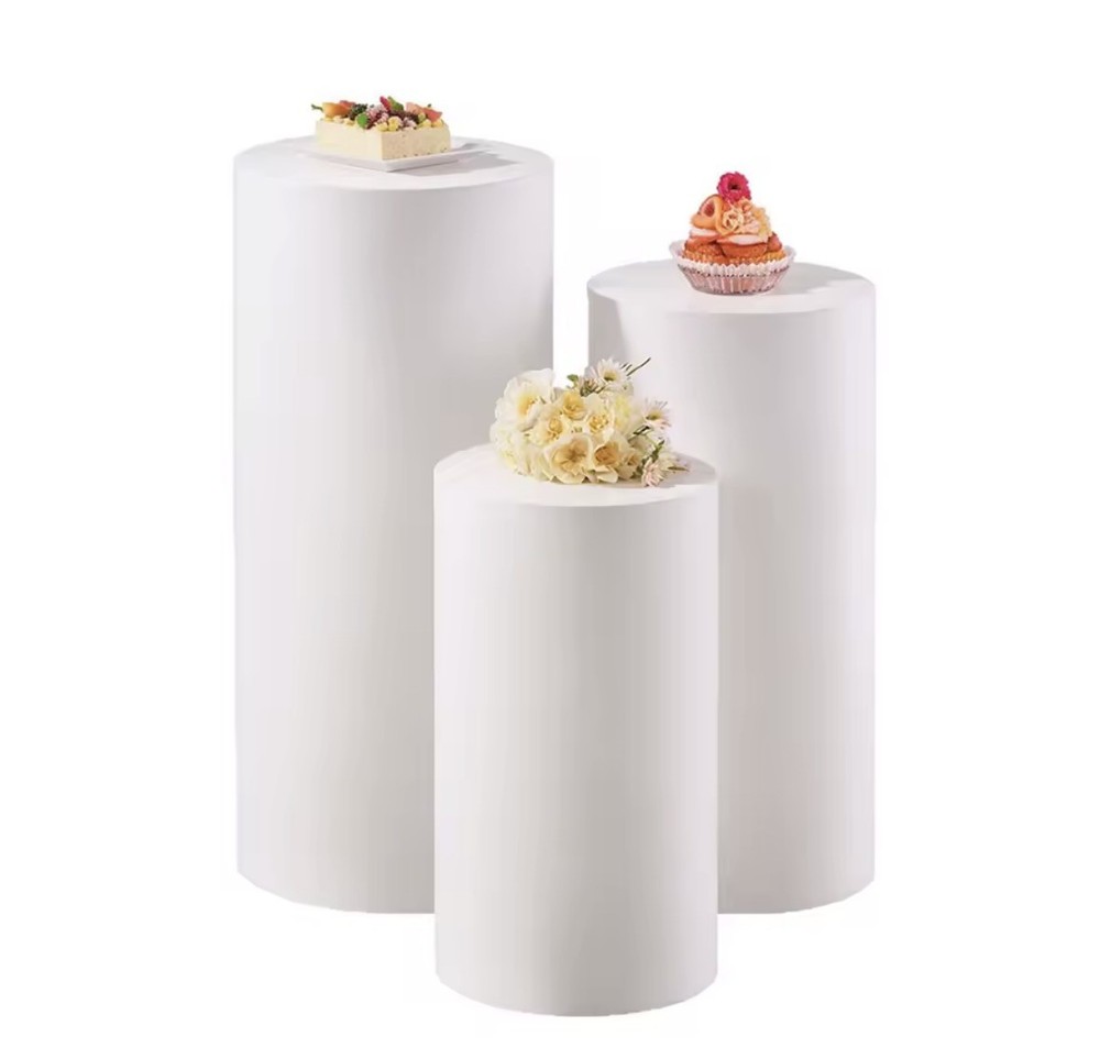 Set of 3 Cylinder Plinth Cover Cylinder Dessert Pedestal Cover