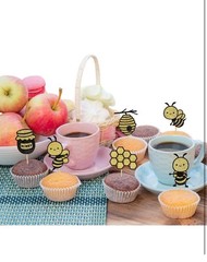 24 PCS Bumble Bee Cupcake Toppers Glitter 🐝 Bee 🍯 Honey Cupcake Birthday Party