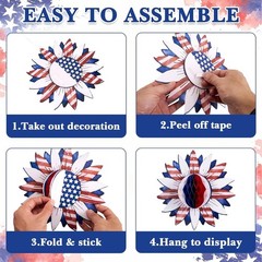 Multi-Sized Patriotic Honeycomb Ornaments for Independence Day – 9 Piece Set
