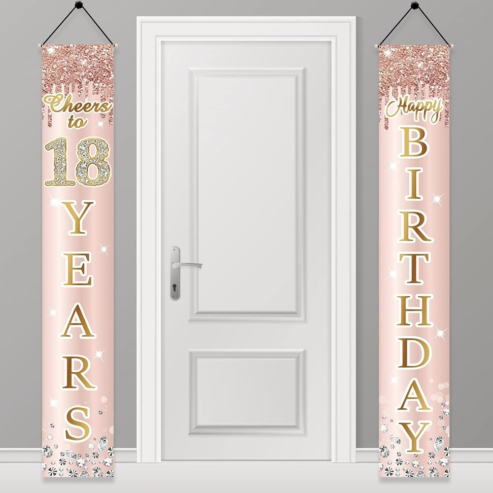 Sparkling 18th Birthday Door Banner for Girls