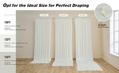 10ft×15ft Ivory Backdrop Curtain for Wedding Parties, 2 Panels Wrinkle 15 FT