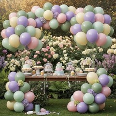 Balloons, 60Pcs 12 Inch Pastel Balloons Include Sage Purple Green Pink Yellow