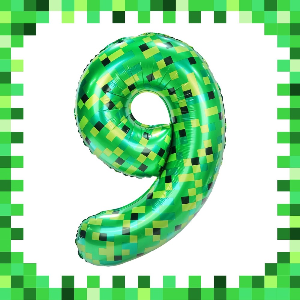 40 Inch TNT Pixel Number 9 Balloons Party Decorations,Blast Gaming Style Larg…