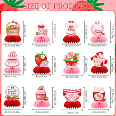 Strawberry Baby Shower Decorations, 12PCS Berry Sweet Honeycomb Centerpieces