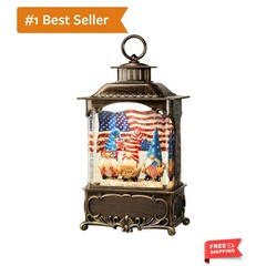 Gnome Snow Globe Lantern 4th of July Decorations with Timer, USB and Battery …