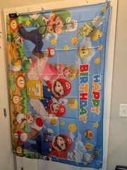 Mario Luigi Princess Peach Yoshi Happy Birthday Backdrop Banner 39″ X 59″ #250