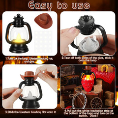 Arrowbash 73 Pcs Western Party Decoration Mini Cowboy Cowgirl Hats Lanterns Set
