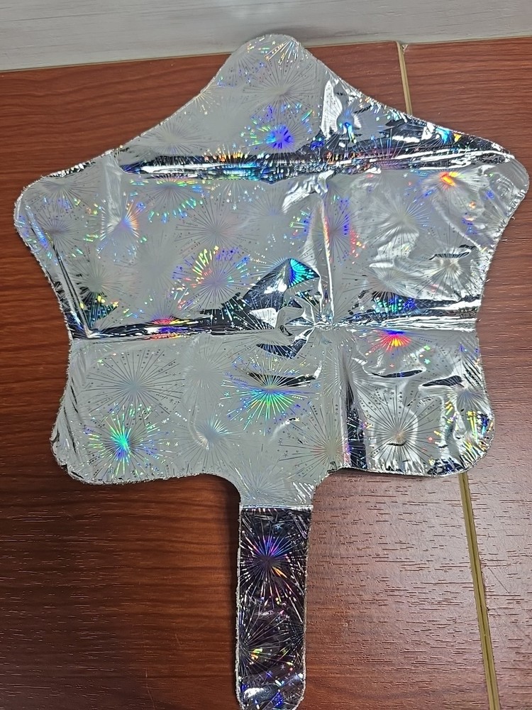 9in Holographic Firework Star Shaped Heat Seal Balloons Pack Of 10