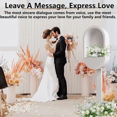 White Audio Guest Book Booth, Wedding Voice Message Recorder Stand for Parties