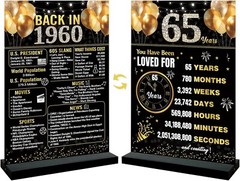 65th Birthday Anniversary Decoration Women Men, Black Gold Back in 1