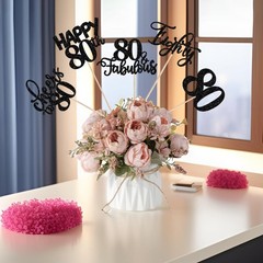 80th Birthday Centerpieces Sticks Table Toppers Party Decorations Black 15 PCS