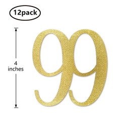 Gold Glitter 99 Cut-Out Numbers 99th Birthday Party Anniversary Decorations