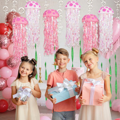 110 Pcs Cartoon Sponge Party Decorations,6 Pack Pink Hanging Jellyfish Paper Lan