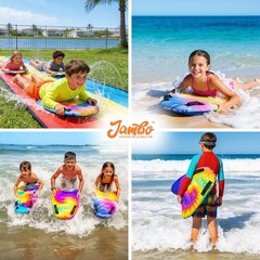 3 Pack Inflatable Surf Body Boards with Handles for Water Slides, Boogie Boar…