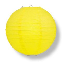 24″ Yellow Round Paper Lantern, Even Ribbing, Chinese Hanging Wedding & Party De