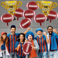 10 Pieces Football Balloon Set Rugby Ball Trophy Foil Balloons Football Party…